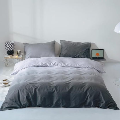 Gradient Gray Comforter Set Ombre White Gray Bedding Set Cal King Women Aesthetic Comforter 3 PCs Gray Color Bed Comforter Set California King Gradient White and Gray Comforter Set
