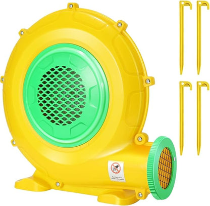 Bounce House Blower, 750W 1HP Commercial Air Blower with Double-Sided Fan Blade Design, Strong Wind and Great Heat Dissipation Properties for Medium and Large Bouncy Castle, Jump Slides, Arch