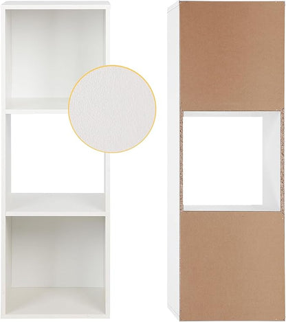 PACHIRA E-Commerce Wooden Storage Cubes Bookcase, Unit Shelf, Closet Cabinet, Organizer Rack in Living Room, Bedroom, Study, 3 Cube, White