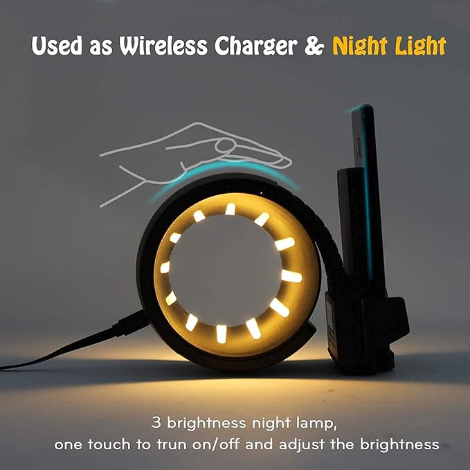 LED Desk Lamp with Wireless Charger, Dimmable Table Lamp with 3 Level Brightness, Cute Beside Lamp , Night Light for Living Room, College Dorm, Office