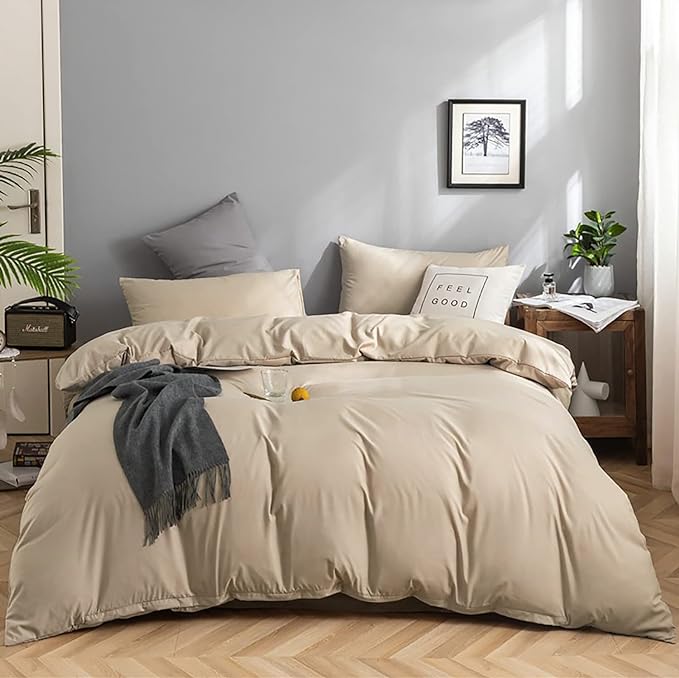 Champagne Comforter Twin Solid Champagne Deep Beige Bedding Set Lightweight Girls Soft Champagne Blanket Boys 3 PCs Durable Hotel Quality Comforter Set Twin