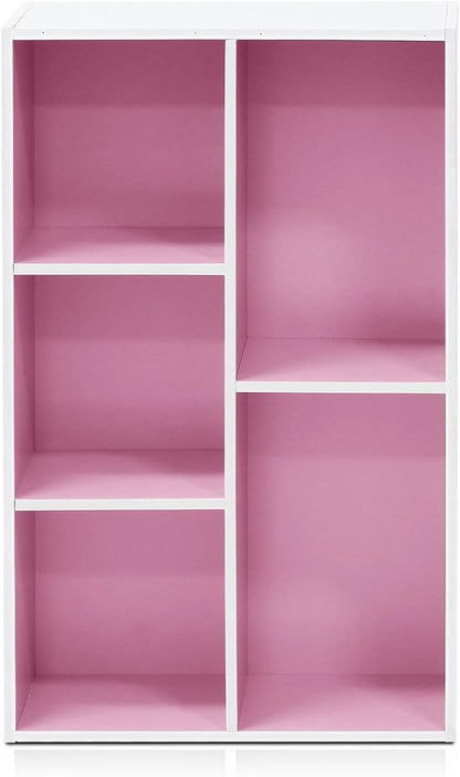 Furinno 5-Cube Reversible Open Shelf, White/Pink 11069WH/PI
