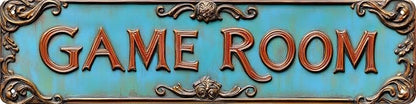 Kexle Vintage Metal Wall Decor Sign 'GAME ROOM' - 4 x 16 inches, Tin, Retro Style, Bar & Home Decor