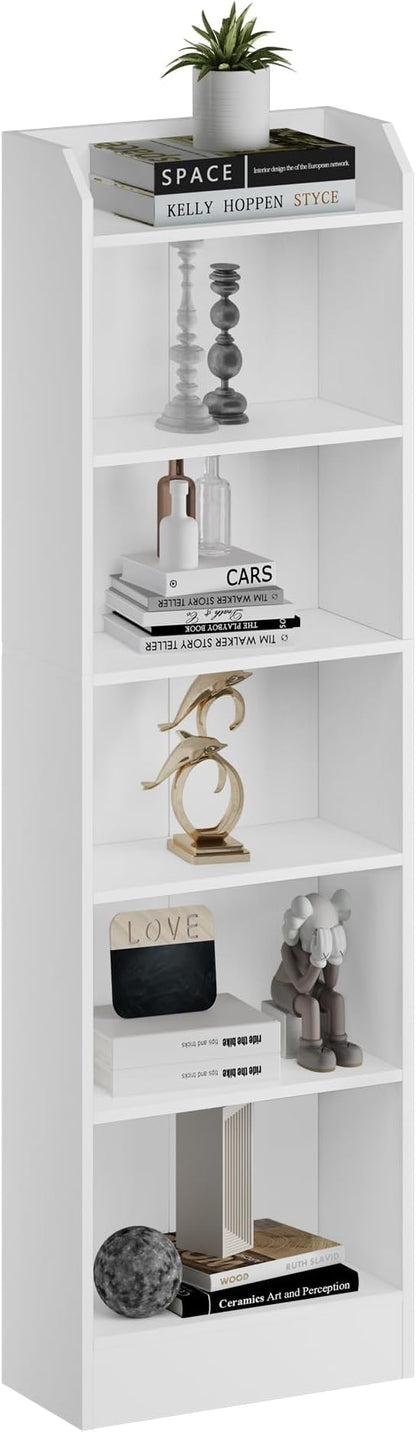 6-Tier Bookshelf, 66.7 Inches Floor Standing Bookcase, Display Storage Shelf, Corner Shelf, Home Decor Furniture for Home Office, Living Room, Bedroom, White 02903XBC