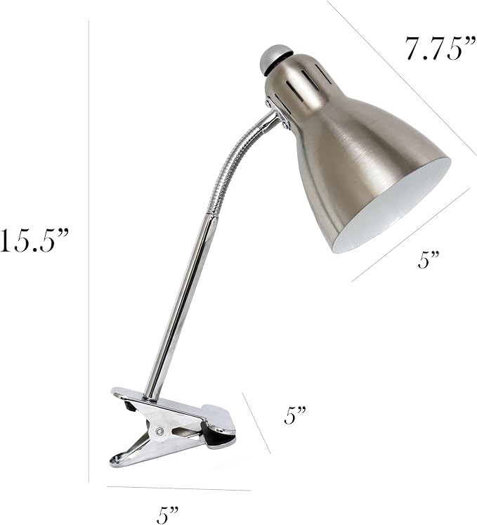 Simple Designs LD2016-BSN Adjustable Clip Light Desk Lamp, Brushed Nickel (Pack of 6)