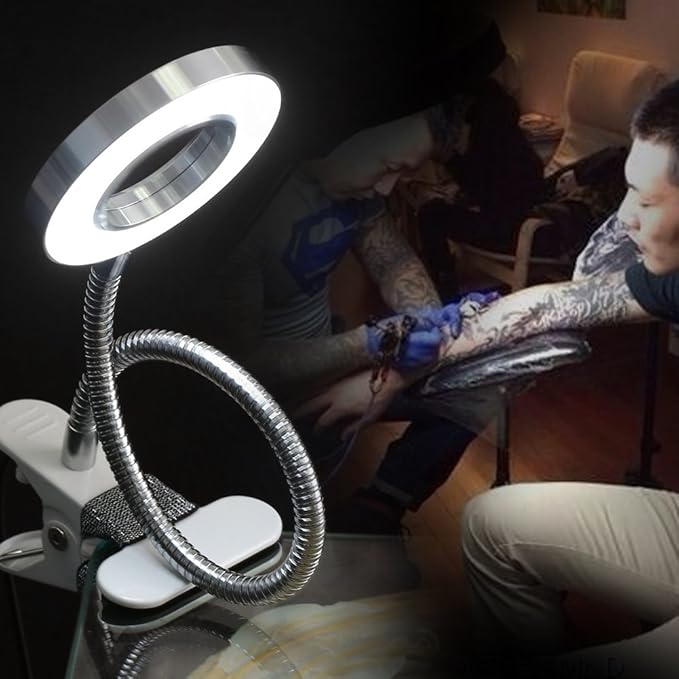 Portable Tattoo LED Lamp, LED Desk Lamp with Clamp, Warm/Cold Light LED USB with Clip for Eyebrow Tattoo Manicure Eyelash Extension and Reading