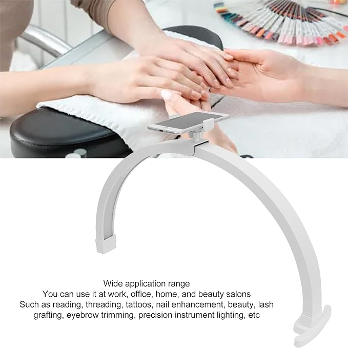 Dpofirs 20 Inch Lash Light, LED Half Moon Nail Desk Lamp, U Shaped Fill Light Floor Lamp, Half Moon Light Nail Lamp for Desk, Lash Tech Light, Manicure Led Light for Beauty Skincare (US