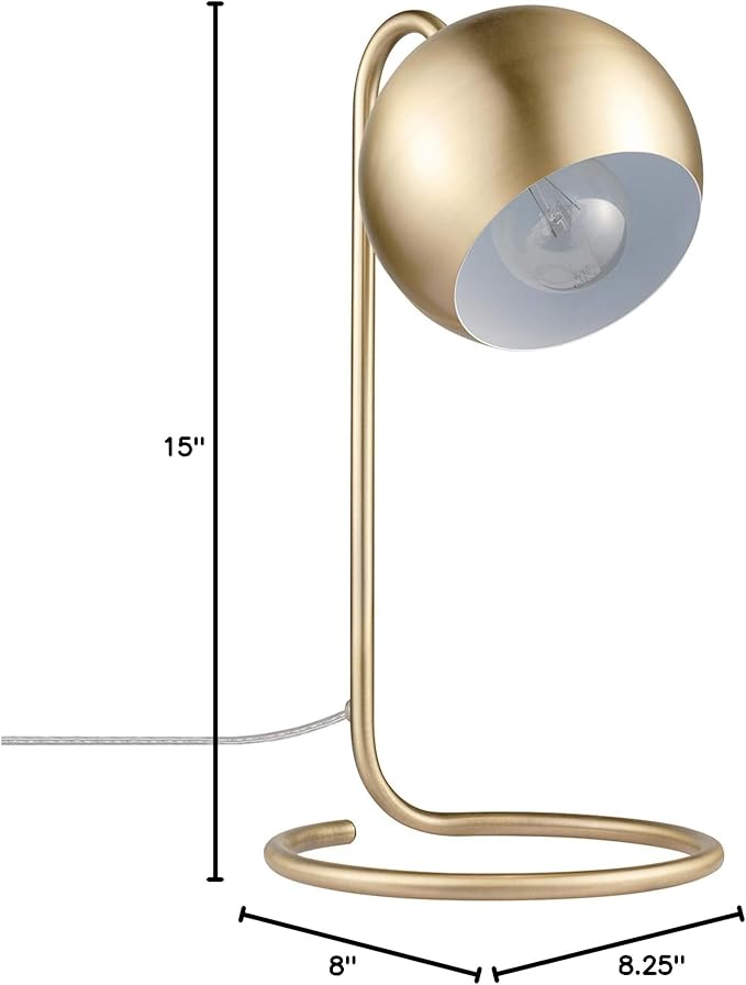 Globe Electric 52885 15" Desk Lamp, Matte Brass, White Inner Shade, Modern, Home Décor, Lamp for Bedroom, Home Office Accessories, Desk Lamps for Home Office, Desk Light, Desk Lamp White Shade