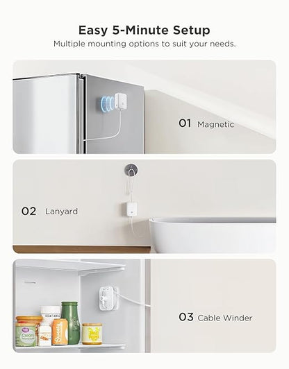 GoveeLife WiFi Refrigerator Thermometer Sensor with Alarm, 2-Pack & Gateway | Monitor fridge/freezer temp remotely with app alerts & buzzer 230ft range. For kitchen/hot tub, only support 2.4G Wi-Fi