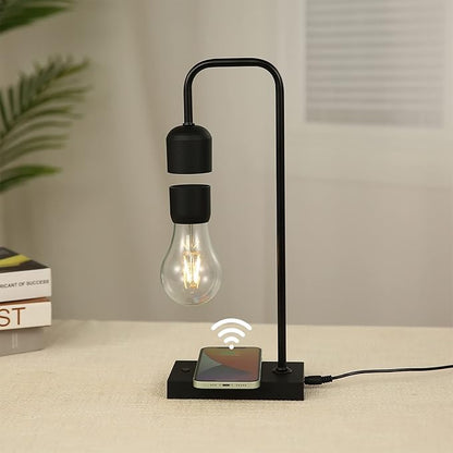 Unique Magnetic Levitating Lamp with LED Light Bulb Floating in The Air Wireless Charger Auto Control