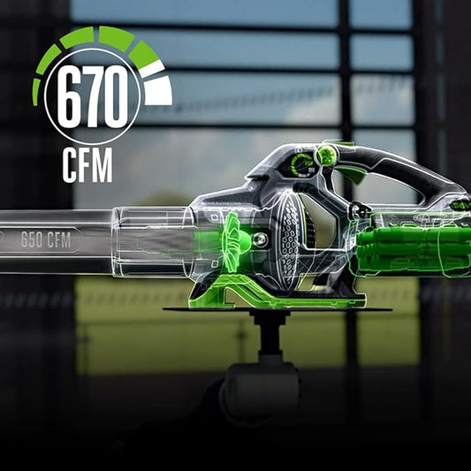 EGO LB6703 670 CFM 180 MPH 56V Lithium-Ion Cordless Electric Variable-Speed Blower Kit with 4.0Ah Battery and 320W Charger Included, Black