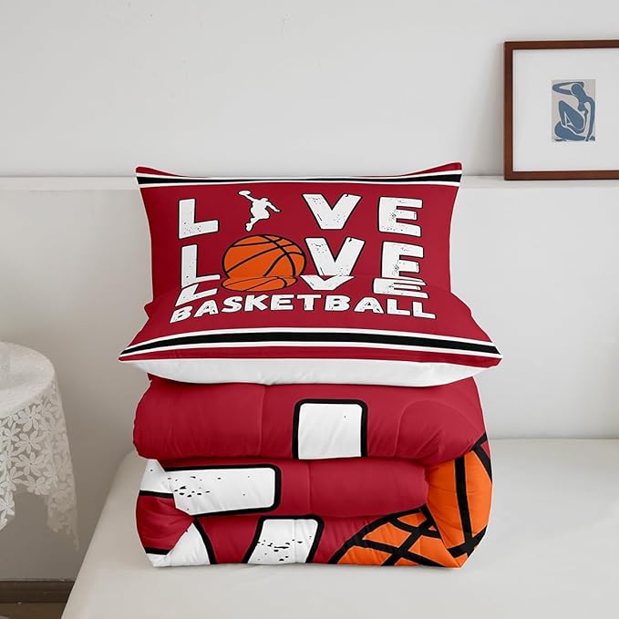 Basketball Bedding Set Full Size Gaming Sports Comforter Set for Kids Boys Girls Decor Ball Games Comforter Gift for Basketball Lover Duvet Set Bedroom Quilt Set