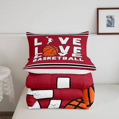 Basketball Bedding Set Full Size Gaming Sports Comforter Set for Kids Boys Girls Decor Ball Games Comforter Gift for Basketball Lover Duvet Set Bedroom Quilt Set