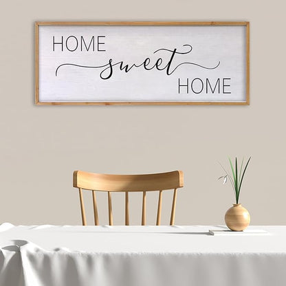 Home Sweet Home Sign Wall Decor 40"x15" Above Bed Living Room Large Wooden Framed Family Plaques Art (Wood)