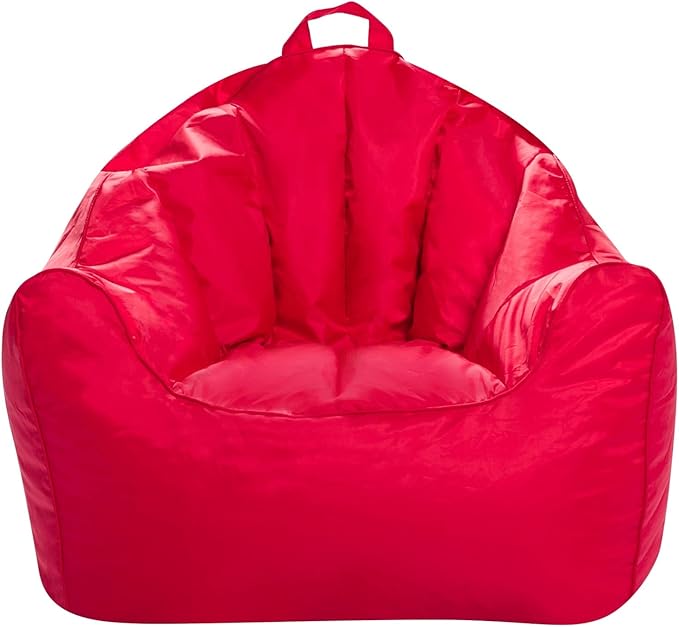 Posh Creations Structured Comfy Bean Bag Chair for Gaming, Reading, and Watching TV, Malibu Lounge, Soft Nylon-Pink
