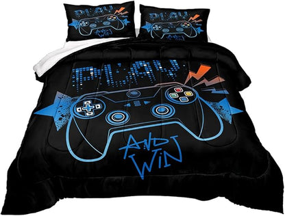 Gaming Comforter for Boys Teen,Game Contoller Bedding Set for Boys Kids,Down Alternative Comforter for All Season,Gamer Home Decor for Boys Comforter Set (Comforter-Game21, Queen)