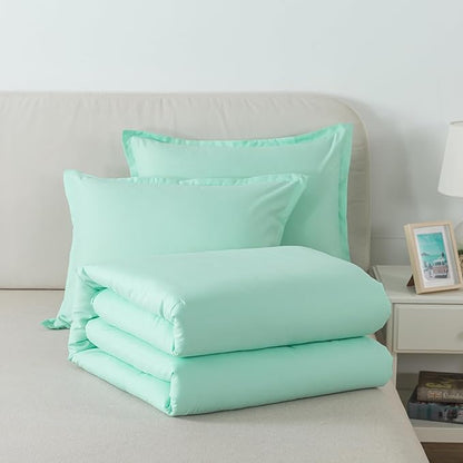Sage Green Comforter Set Twin Size, Lightweight Down Alternative Soft Boho Bedding Comforter Set, Breathable Fluffy Skin-Friendly Comforter (68"x90") for All Seasons with Pillowcase