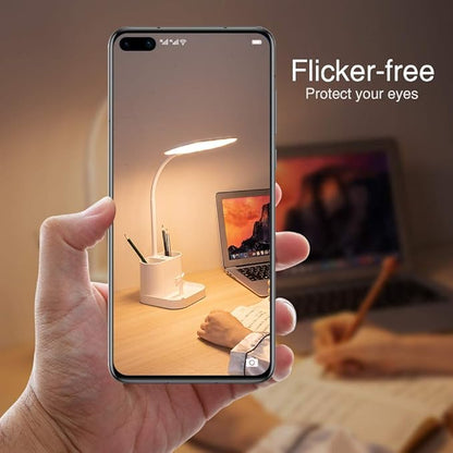 Desk Lamps for Home Office, 3 Light Colors Dimmable Desk Light Led Desk Lamp with Charger, Battery Operated Desk Lamp for Desk, Study Lamp with Pen & Phone Holder,White Led Desk Lamps for Home Office