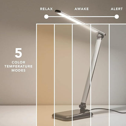 Adesso SL4903-02 Simplee Lennox LED Multi-Function Desk Lamp, Smart, 5 Color Temperature Modes, Improved Wellness and Circadian Rhythm, Dimmer Touch Switch, Reduced Eye Strain, 5ft, White