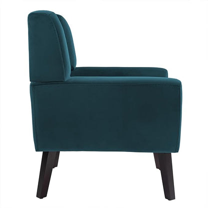 UIXE Accent Chairs Set of 2, Velvet Upholstered Armchair for Living Room, Modern Club Arm Chairs Comfy Single Sofa Button Tufted Bedroom Reading Seat - Blue