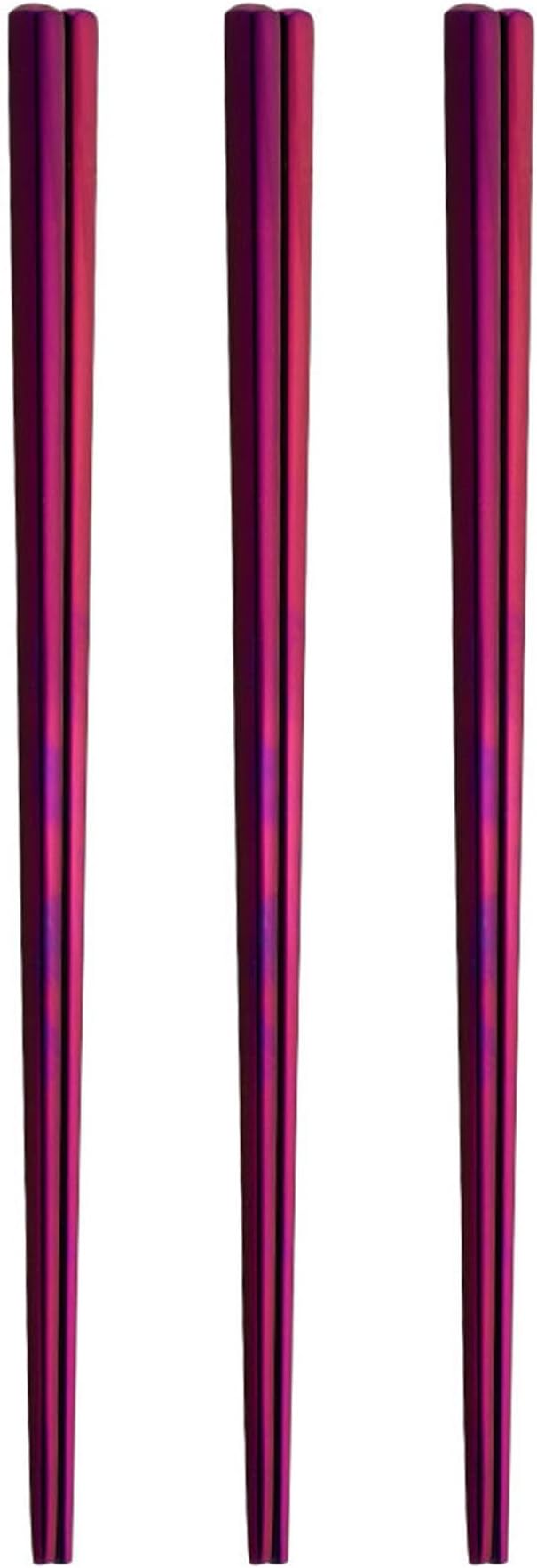 Stainless Steel Chopsticks,Reusable ,Dishwasher Safe , Easy to Use（3 PCS,purple）