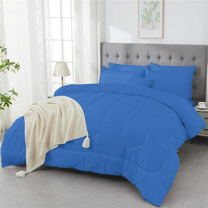3 Piece Solid Color All Season Bedding Comforter Set Microfiber Soft Lightweight Bedding Set for Kids Teens Adults Room Decor with 1 Comforter and 2 Pillowcases Twin