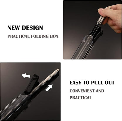 Stainless Steel Chopsticks with Case,Travel Chop Stick,1 Pair,Blue Eagle | Portable,Reusable,Metal,Titanium Plated,Come in a Set,Durable Case,Beginner friendly,for School,Home,Office,Bento Box