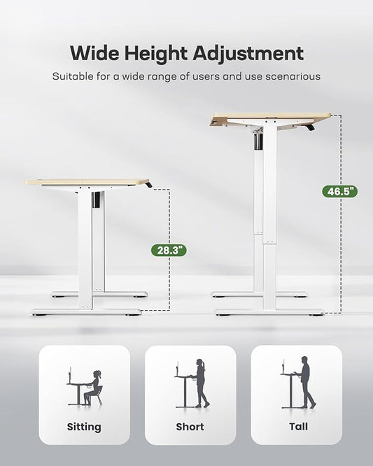 Marsail Electric Standing Desk, 48 * 24 Inch Height Adjustable Sit Stand up Desk with 3 Memory Preset, Headphone Hook Computer Desk Workstation for Home Office, Treadmill Pad