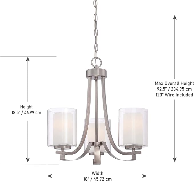 Minka Lavery Chandelier Pendant Lighting 4103-84, Parsons Studio Dining Room, 3 Light, Nickel