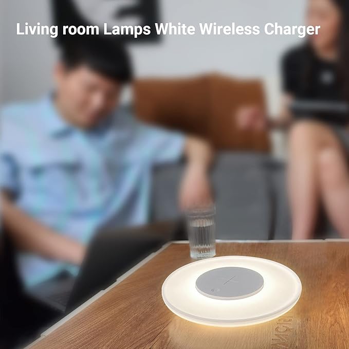 Table Lamp with Wireless Charger, Table Lamp with USB Port 2, Nightstand Lamp with Charging Station, Desk Night Light with Wireless Charger, Three-Port Plug (Table Lamp 4000K)