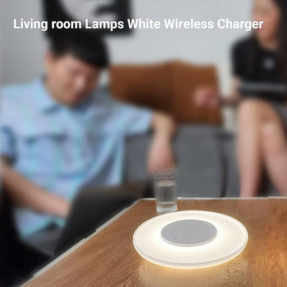 Table Lamp with Wireless Charger, Table Lamp with USB Port 2, Nightstand Lamp with Charging Station, Desk Night Light with Wireless Charger, Three-Port Plug (Table Lamp 4000K)