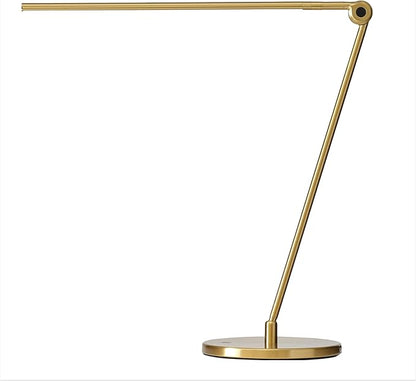 Brightech Libra LED Table Lamp - Contemporary Minimalist Thin Compact Desk Lamp - Adjustable Pivoting LED Head with Built-in Dimmer and Color Changing LED - Brass