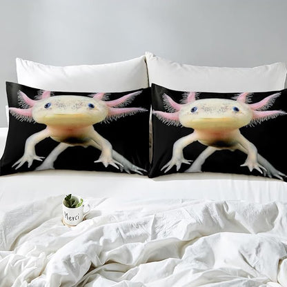 Axolotl Bedding Set King Cute Axolotl Comforter Set 3D Axolotls Down Comforter Bedroom Decor Sea Wildlife Animals Reptile Duvet Set Lightweight Soft Warm Quilt Set for Kids Boys Teens Men Adult