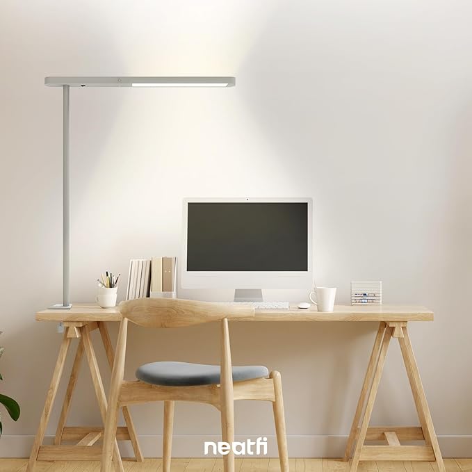 Neatfi 5200 High-Lumens Premium LED Desk Lamp - Ultrabright Light, Clamp-on, 40W, 4000K Color Temperature, Adjustable Head - Ideal for Home Office and Study (38 Inches, Gray)