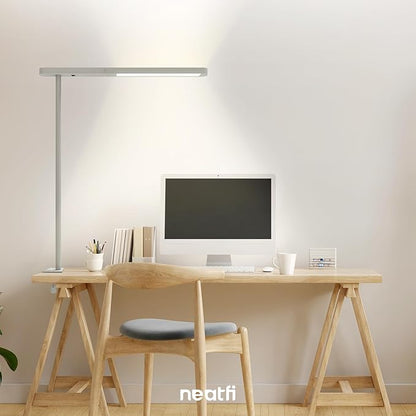 Neatfi 5200 High-Lumens Premium LED Desk Lamp - Ultrabright Light, Clamp-on, 40W, 4000K Color Temperature, Adjustable Head - Ideal for Home Office and Study (38 Inches, Gray)