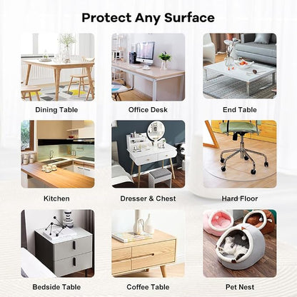 Rectangular 14x20 Inches Waterproof Clear PVC Writing Computer Desk Mat Crytal PVC Table Cover Pads Plastic Table Protector for Coffee Table Dresser TV End Sofa Table Protector Non-Slip Easy Clean