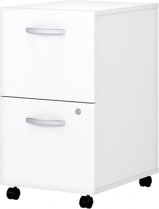 Bush EO108WHSU 2-Drawer Vertical File Cabinet Locking Ltr/Lgl Pure White 20.16-Inch