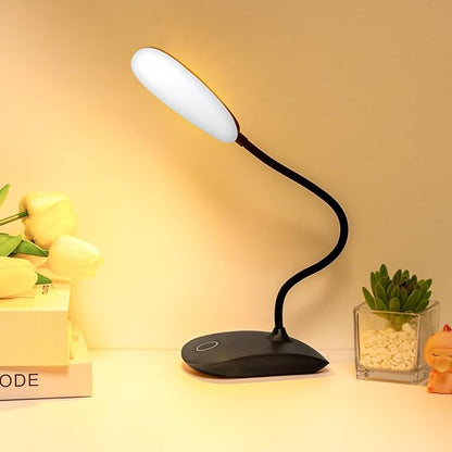 Battery Powered Desk Lamp, Portable Lamps Rechargeable 3 Color Modes Touch Control Stepless Dimming, Wireless Desk Lamp with 2000mAh, Small LED Table Light for Dorm Study Office Bedroom,Black