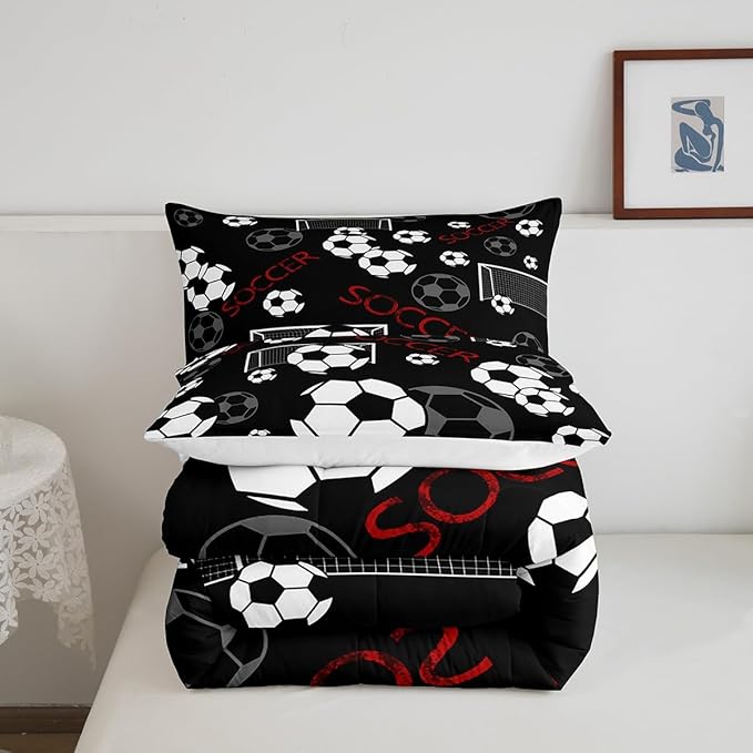 Feelyou Football Comforter Set Full Size Rugby Sports Comforter for Kids Teens Adults Soccer Ball Game Bedding Set Gift for Football Lover Duvet Set Room Decor 3Pcs with 2 Pillow Case