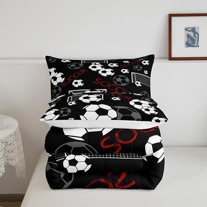 Feelyou Football Comforter Set Full Size Rugby Sports Comforter for Kids Teens Adults Soccer Ball Game Bedding Set Gift for Football Lover Duvet Set Room Decor 3Pcs with 2 Pillow Case