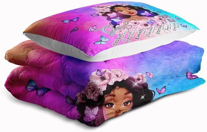 Black Girl Comforter Set Full,Black Girl Magic Bedding Set,You are Beautiful Lady Bed Bedroom Set,African American Girl Inspirational Quotes Comforter Set