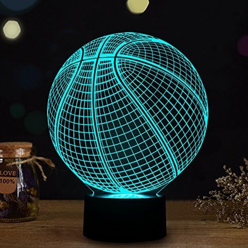 Basketball 3D Illusion Lamp, LED Night Lights for Kids Birthday Gift 7 Color Changing Touch Switch Xmas Decoration Nightlight Children Room Bedroom Decorations Toys for Sports Theme Fans