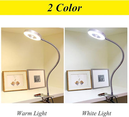 7W Clip on Light, LED Clip On Lamp, USB Reading Book Light, Bed Lamp,Desk lamp, Warm Light and White Light