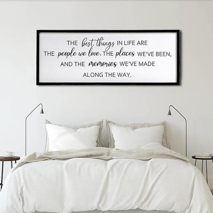 The Best Things in Life Framed Wall Art, 32''×12'' Rustic The Best Things in Life Sign for God Jesus Christ Prayer, Horizontal Holy Inspirational Family Home Decor