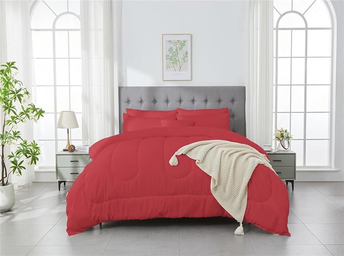 3 Piece Solid Color All Season Bedding Comforter Set Microfiber Soft Lightweight Bedding Set for Kids Teens Adults Room Decor with 1 Comforter and 2 Pillowcases King