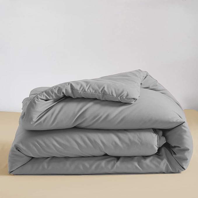 Silver Grey Comforter Set Full Bright Gray Beddig Set for Kids Teens Adult Solid Silver Gray Color Bedding Set 3 Pieces with 2 Pollowcases Lightweight Durable Gray Comforter Set