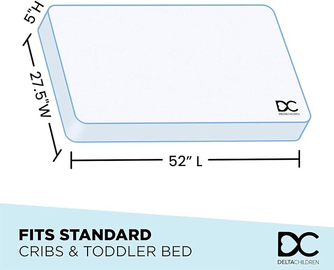 Delta Children Heartland 4-in-1 Convertible Crib, Grey + Delta Children Twinkle Galaxy Dual Sided Recycled Fiber Core Crib and Toddler Mattress (Bundle)