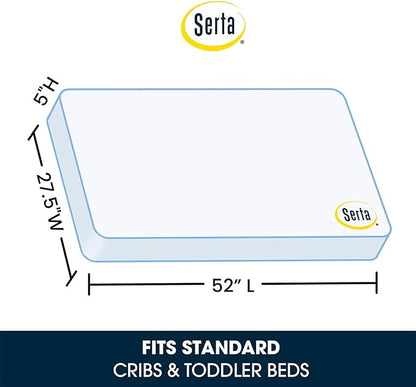 Delta Children Heartland 4-in-1 Convertible Crib Infant Changing Table with Pad + Serta Perfect Start Crib Mattress, Bianca White