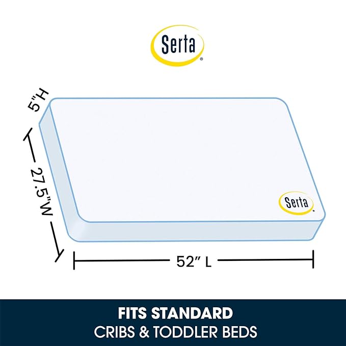 Delta Children Abby Convertible Crib 'N' Changer, Grey + Serta Perfect Slumber Dual Sided Recycled Fiber Core Crib and Toddler Mattress (Bundle)