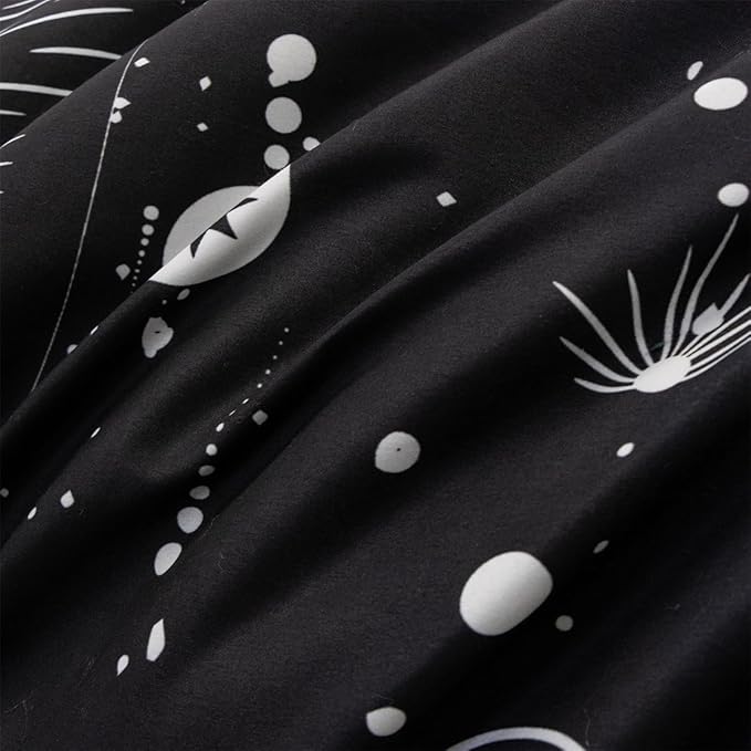 Holawakaka Stars Moon Constellation Print Comforter Set Queen Size Girls Boys Witchy Astrology Zodiac Celestial Bedding Set (Navy Blue, Queen)